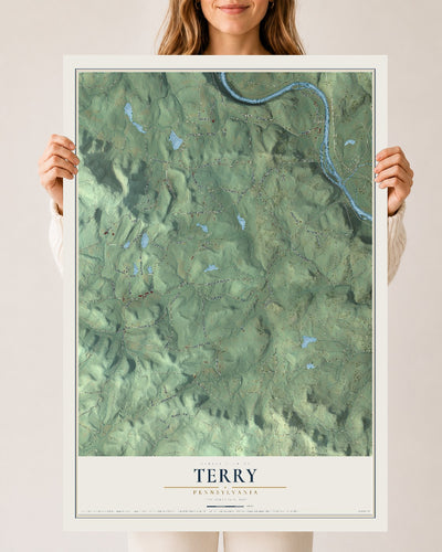 Map of Terry, Pennsylvania, 24 x 36 inch unframed archival matte print