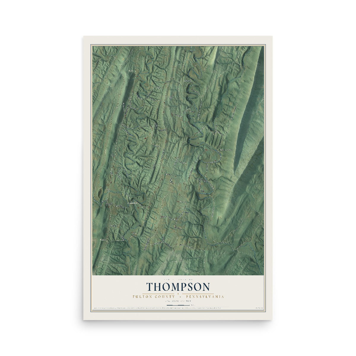 Map of Thompson, Fulton County, Pennsylvania, 12 x 18 inch unframed archival matte print