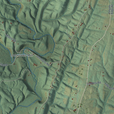 Second close-up of the map of Thompson, Fulton County, Pennsylvania print showing more streets and buildings