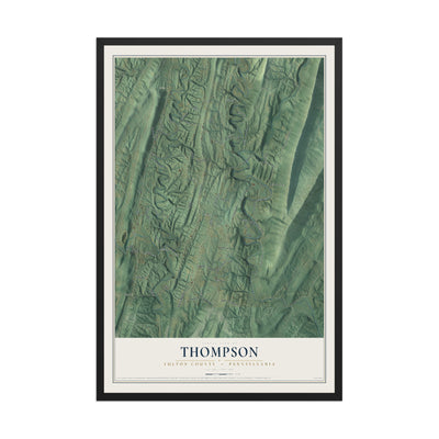 Map of Thompson, Fulton County, Pennsylvania, 12 x 18 inch print in a black wood frame