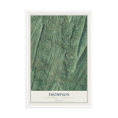 Map of Thompson, Fulton County, Pennsylvania, 12 x 18 inch print in a white wood frame