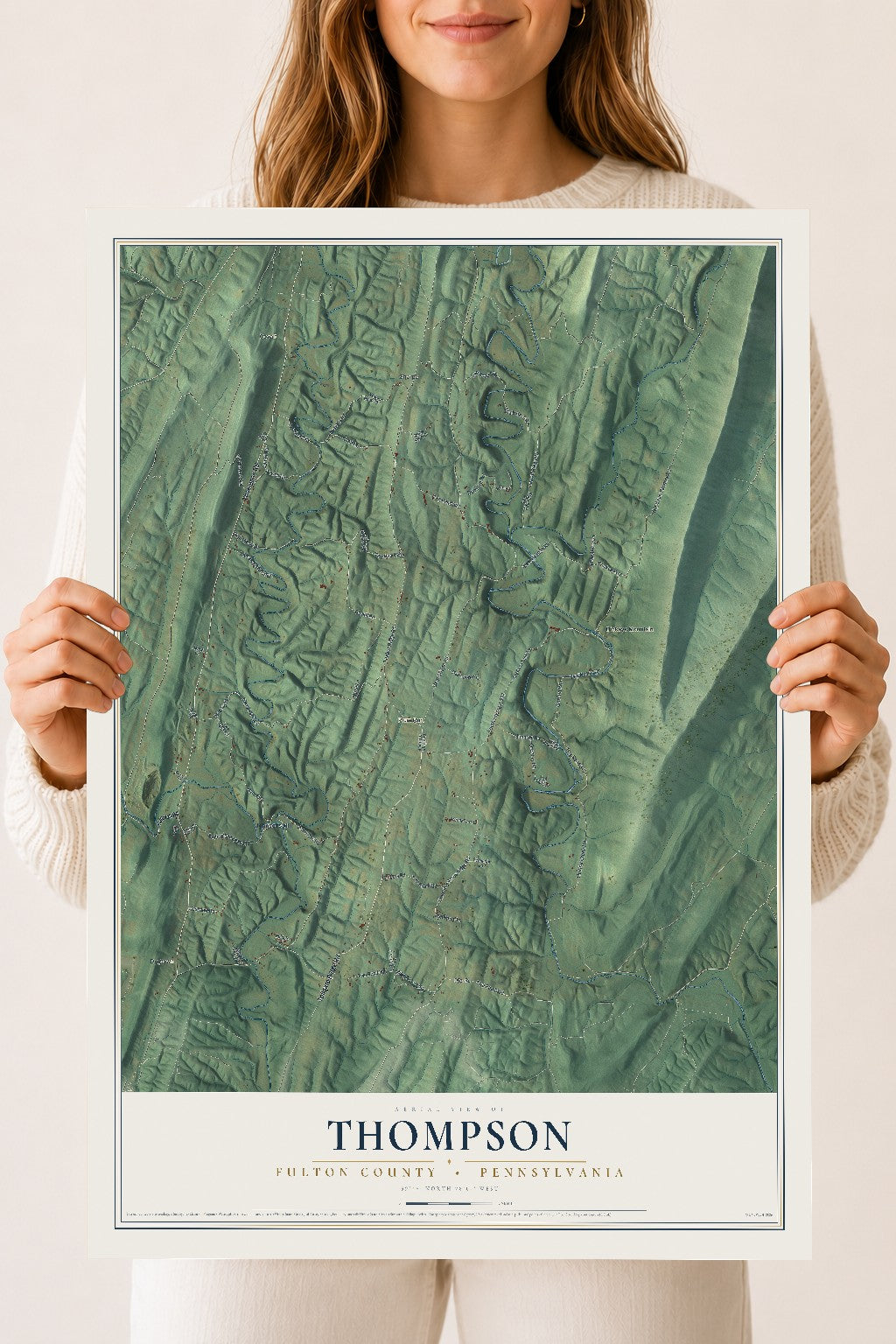 Map of Thompson, Fulton County, Pennsylvania, 18 x 24 inch unframed archival matte print