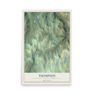 Map of Thompson, Susquehanna County, Pennsylvania, 12 x 18 inch unframed archival matte print
