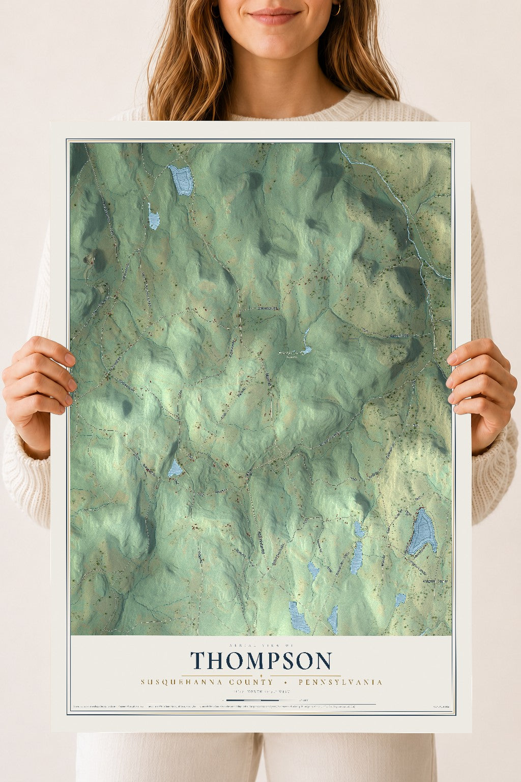 Map of Thompson, Susquehanna County, Pennsylvania, 18 x 24 inch unframed archival matte print