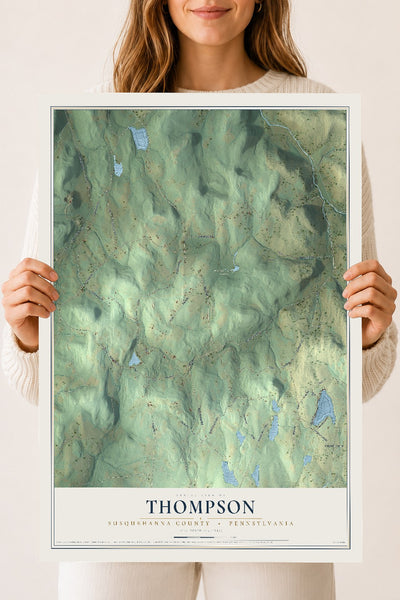 Map of Thompson, Susquehanna County, Pennsylvania, 18 x 24 inch unframed archival matte print