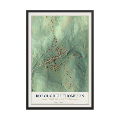 Map of the Borough of Thompson, Susquehanna County, Pennsylvania, 12 x 18 inch print in a black wood frame