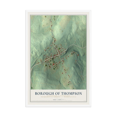 Map of the Borough of Thompson, Susquehanna County, Pennsylvania, 12 x 18 inch print in a white wood frame