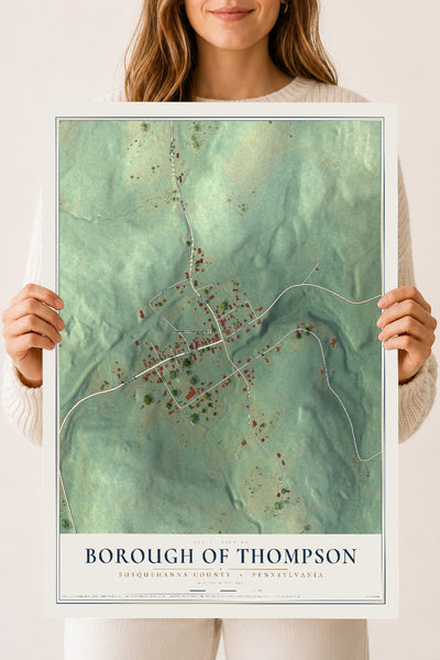 Map of the Borough of Thompson, Susquehanna County, Pennsylvania, 18 x 24 inch unframed archival matte print