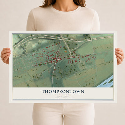 Map of Thompsontown, Pennsylvania, 12 x 18 inch unframed archival matte print