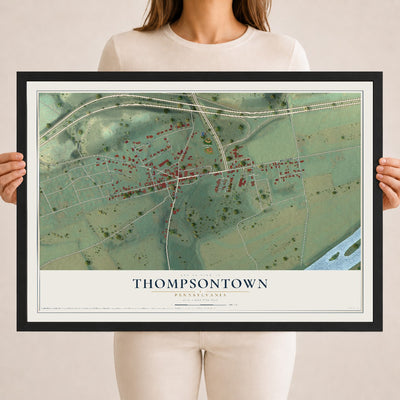 Map of Thompsontown, Pennsylvania, 18 x 24 inch print in a black wood frame
