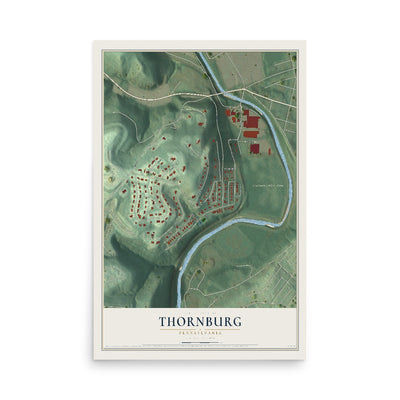 Map of Thornburg, Pennsylvania, 12 x 18 inch unframed archival matte print