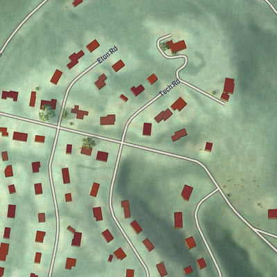 Close-up of the map of Thornburg, Pennsylvania print showing street and building detail