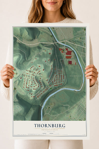 Map of Thornburg, Pennsylvania, 18 x 24 inch unframed archival matte print