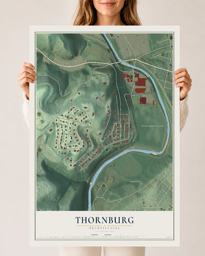 Map of Thornburg, Pennsylvania, 24 x 36 inch unframed archival matte print