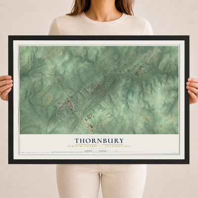 Map of Thornbury, Chester County, Pennsylvania, 18 x 24 inch print in a black wood frame