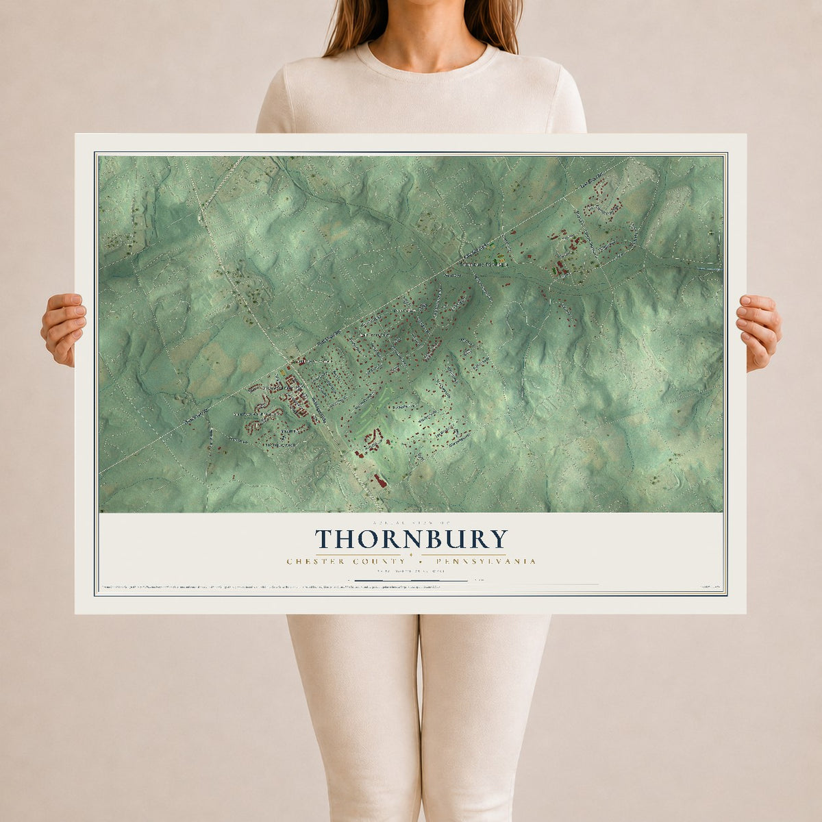 Map of Thornbury, Chester County, Pennsylvania, 24 x 36 inch unframed archival matte print