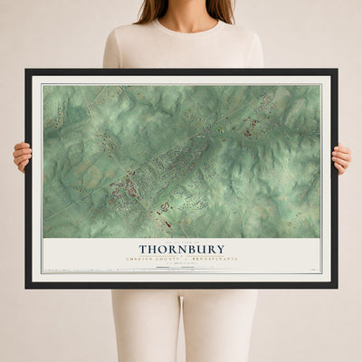 Map of Thornbury, Chester County, Pennsylvania, 24 x 36 inch print in a black wood frame