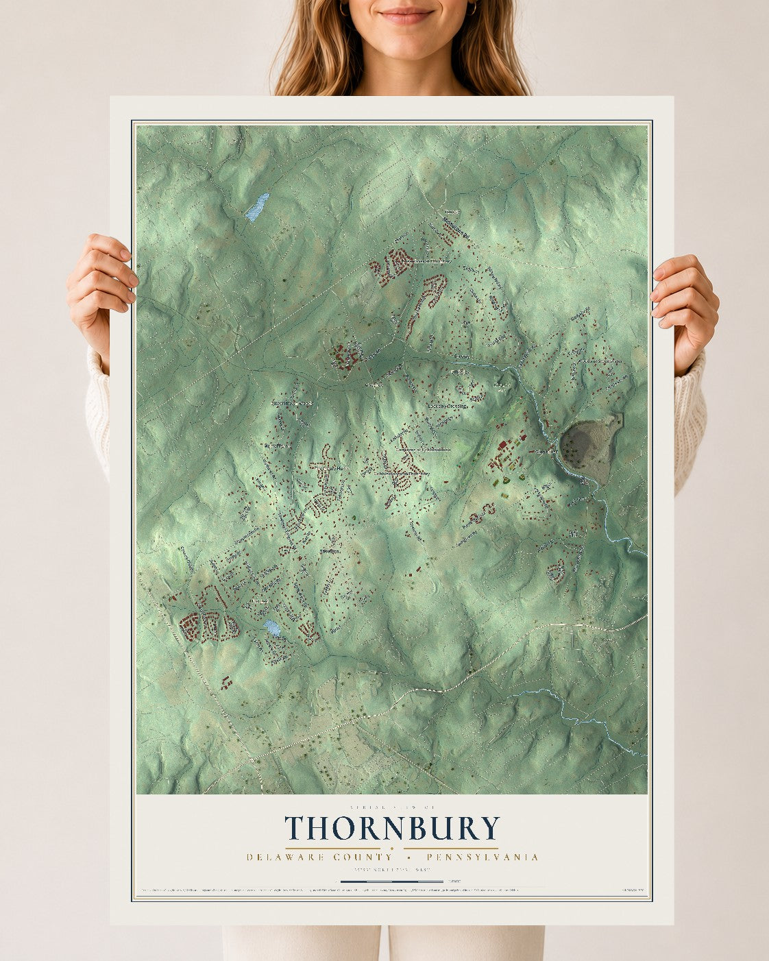 Map of Thornbury, Delaware County, Pennsylvania, 24 x 36 inch unframed archival matte print