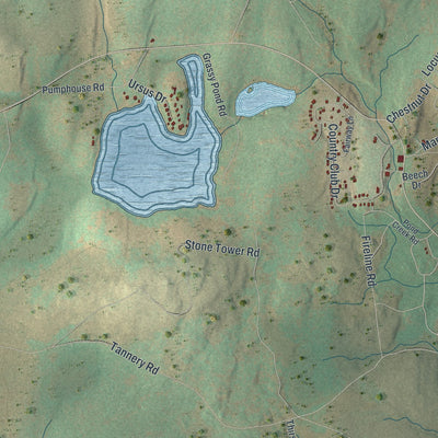 Second close-up of the map of Thornhurst, Pennsylvania print showing more streets and buildings