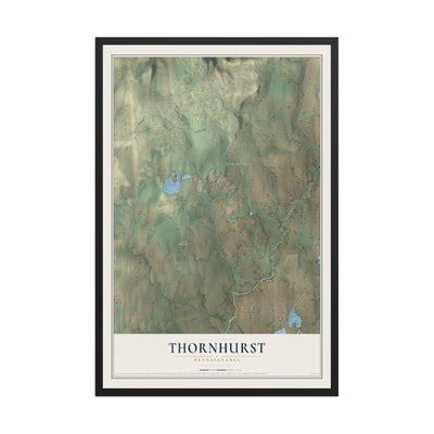 Map of Thornhurst, Pennsylvania, 12 x 18 inch print in a black wood frame
