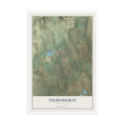 Map of Thornhurst, Pennsylvania, 12 x 18 inch print in a white wood frame