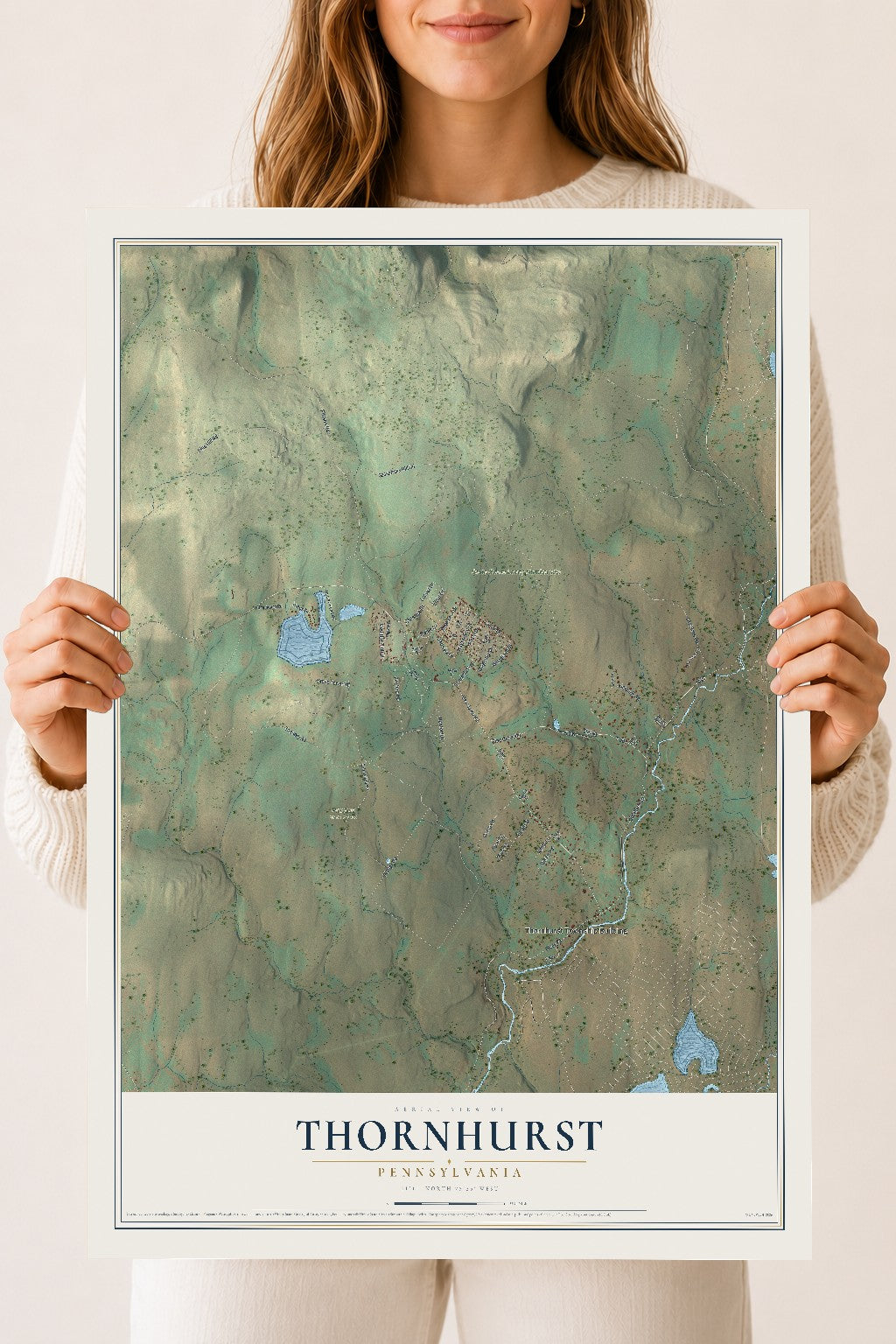 Map of Thornhurst, Pennsylvania, 18 x 24 inch unframed archival matte print