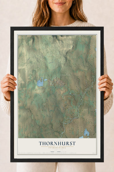 Map of Thornhurst, Pennsylvania, 18 x 24 inch print in a black wood frame
