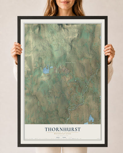 Map of Thornhurst, Pennsylvania, 24 x 36 inch print in a black wood frame