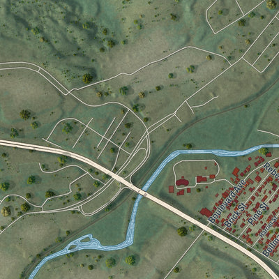 Second close-up of the map of Throop, Pennsylvania print showing more streets and buildings