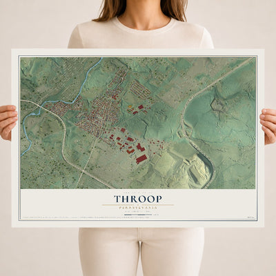 Map of Throop, Pennsylvania, 18 x 24 inch unframed archival matte print