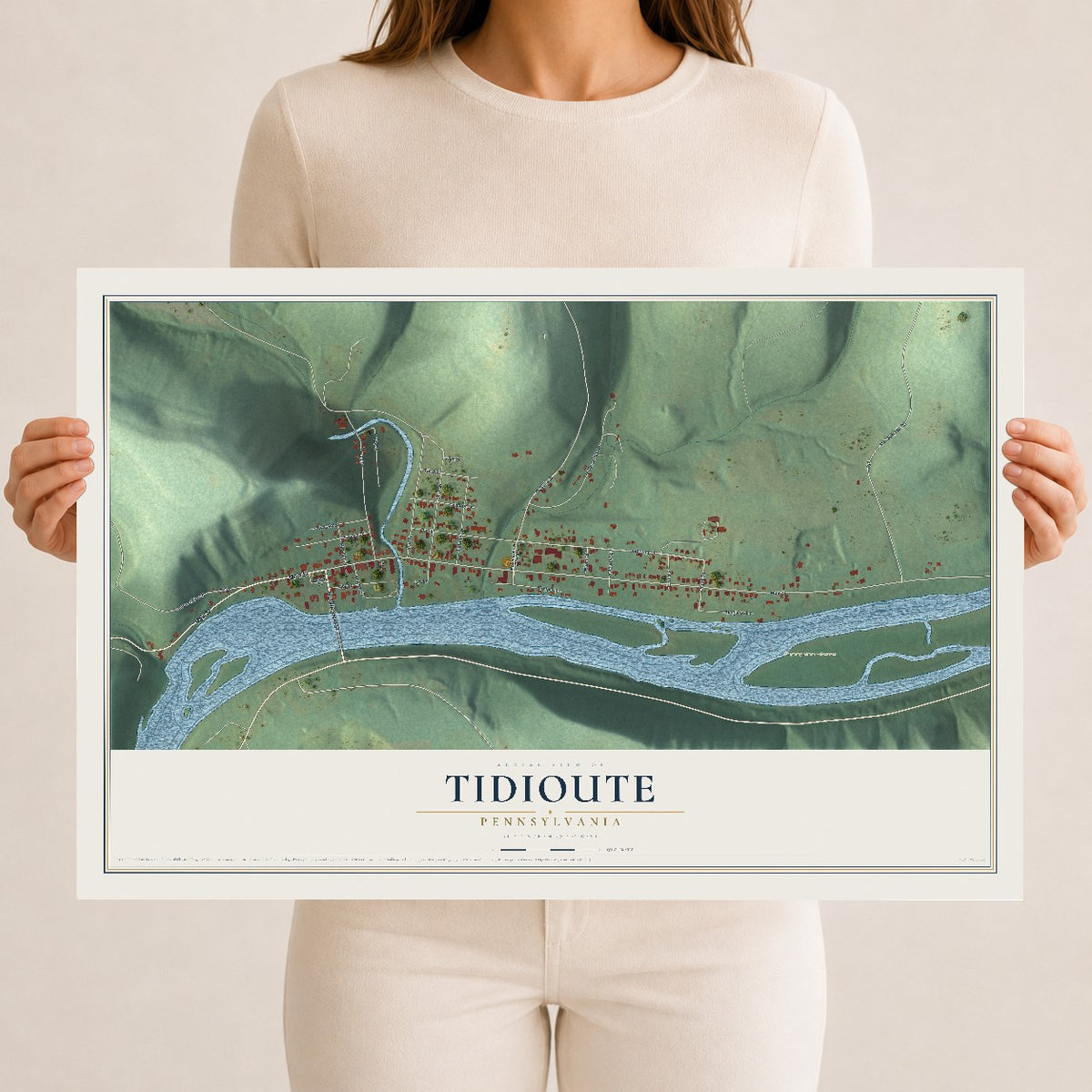 Map of Tidioute, Pennsylvania, 12 x 18 inch unframed archival matte print