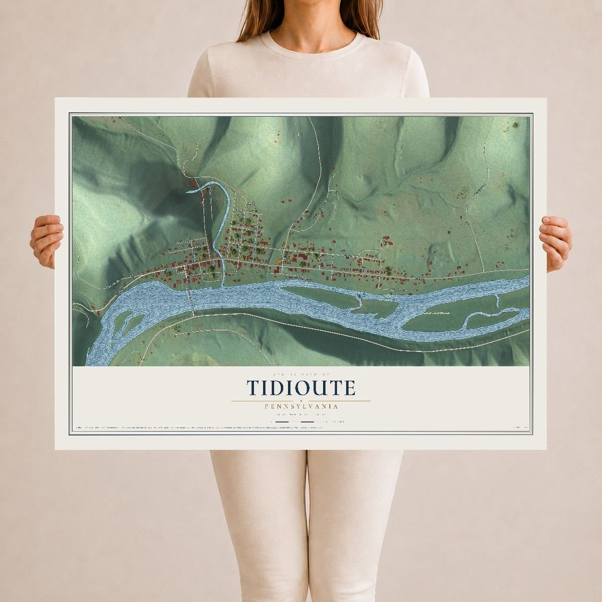 Map of Tidioute, Pennsylvania, 24 x 36 inch unframed archival matte print