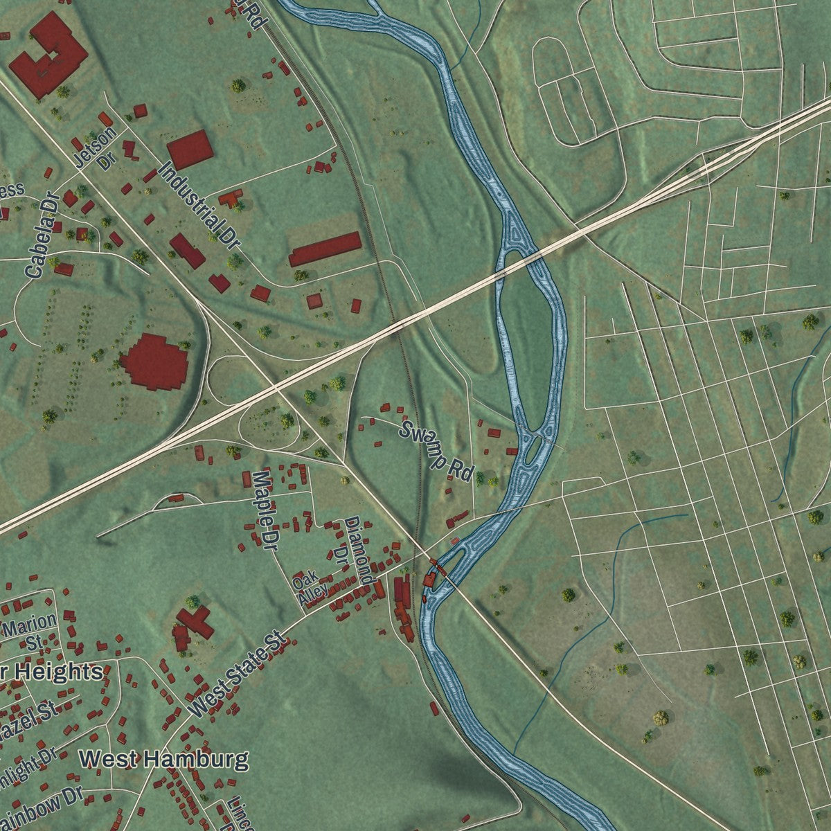 Close-up of the map of Tilden, Pennsylvania print showing street and building detail