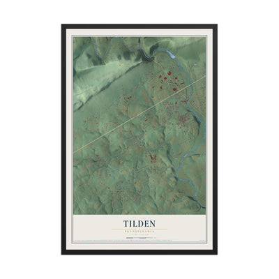 Map of Tilden, Pennsylvania, 12 x 18 inch print in a black wood frame