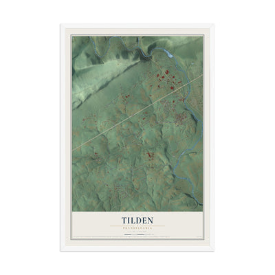 Map of Tilden, Pennsylvania, 12 x 18 inch print in a white wood frame