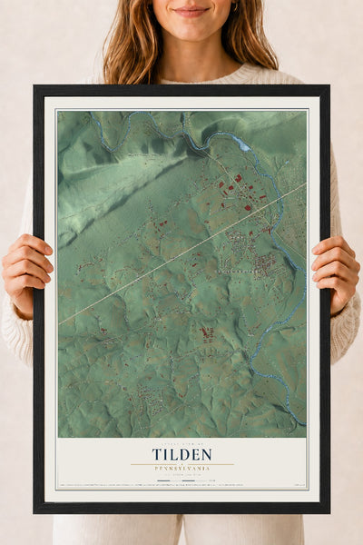 Map of Tilden, Pennsylvania, 18 x 24 inch print in a black wood frame