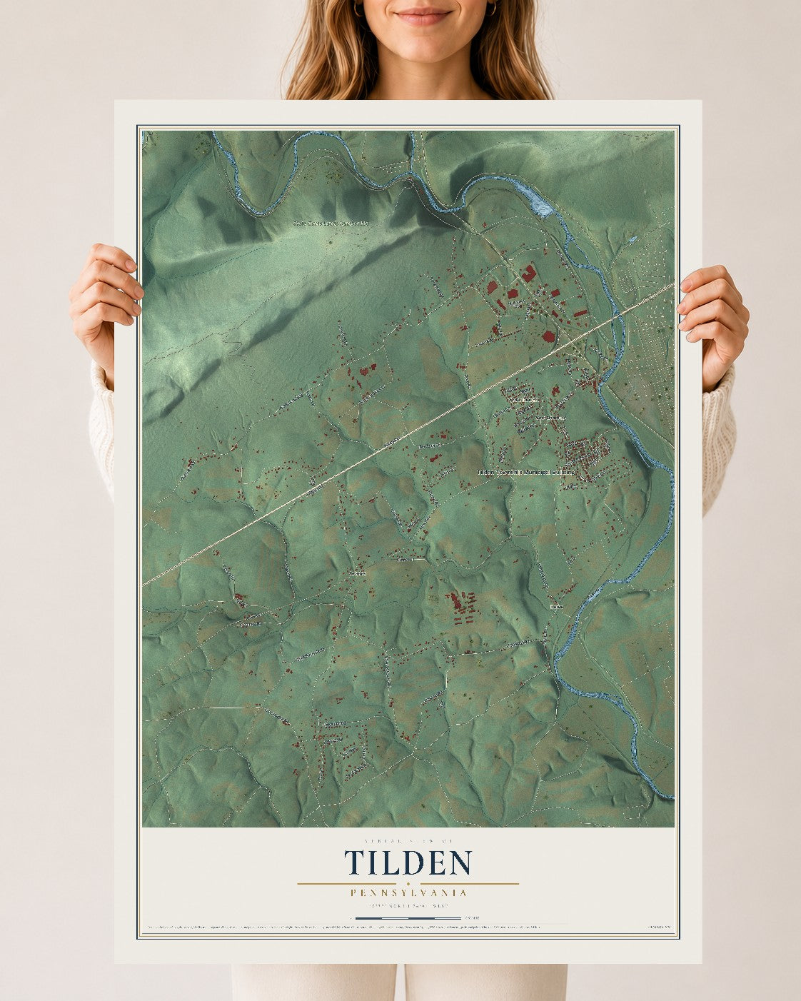 Map of Tilden, Pennsylvania, 24 x 36 inch unframed archival matte print