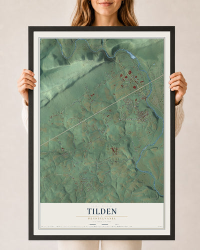 Map of Tilden, Pennsylvania, 24 x 36 inch print in a black wood frame