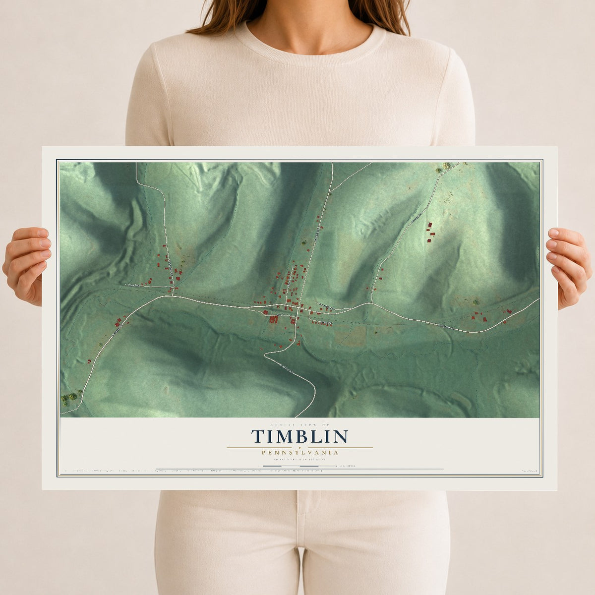 Map of Timblin, Pennsylvania, 12 x 18 inch unframed archival matte print