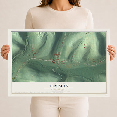 Map of Timblin, Pennsylvania, 12 x 18 inch unframed archival matte print