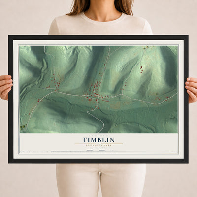 Map of Timblin, Pennsylvania, 18 x 24 inch print in a black wood frame