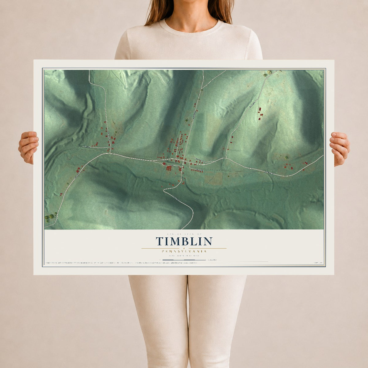 Map of Timblin, Pennsylvania, 24 x 36 inch unframed archival matte print