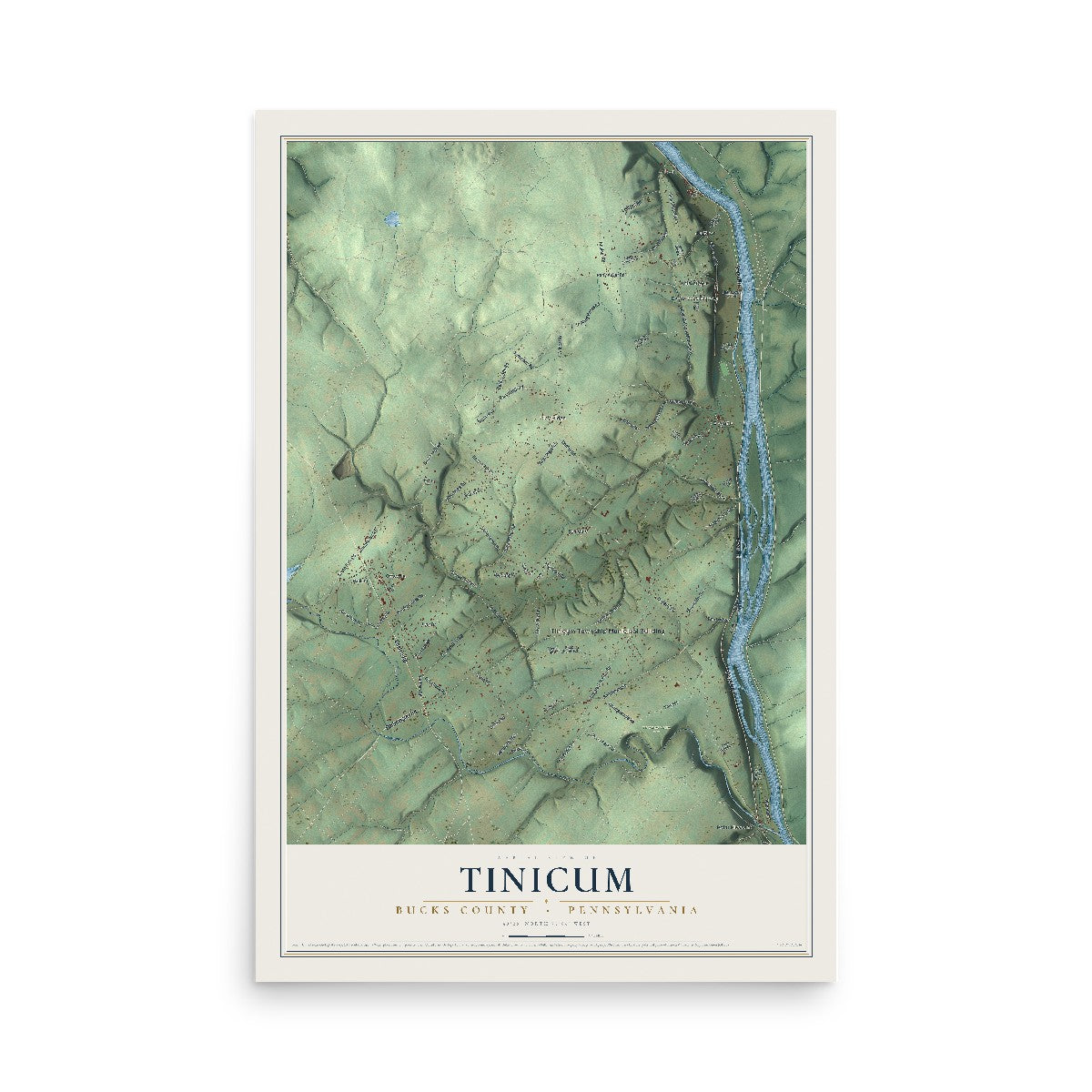 Map of Tinicum, Bucks County, Pennsylvania, 12 x 18 inch unframed archival matte print
