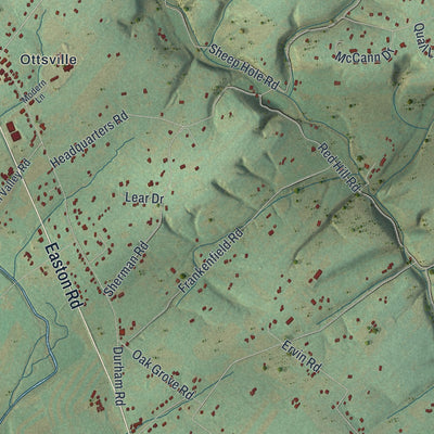 Second close-up of the map of Tinicum, Bucks County, Pennsylvania print showing more streets and buildings