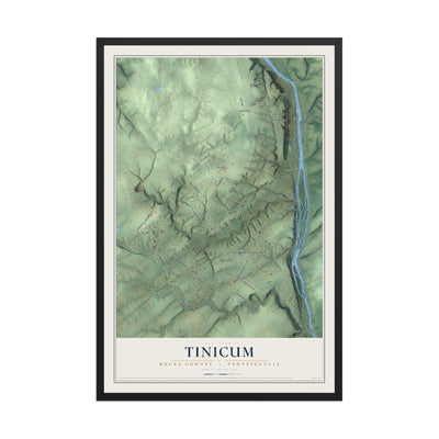 Map of Tinicum, Bucks County, Pennsylvania, 12 x 18 inch print in a black wood frame