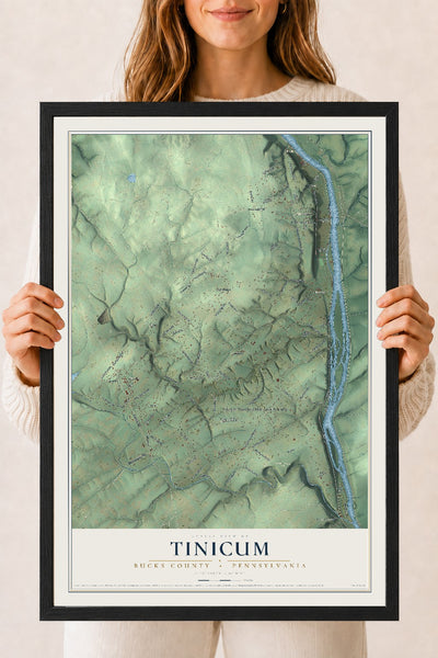 Map of Tinicum, Bucks County, Pennsylvania, 18 x 24 inch print in a black wood frame