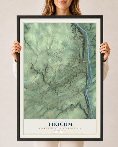 Map of Tinicum, Bucks County, Pennsylvania, 24 x 36 inch print in a black wood frame