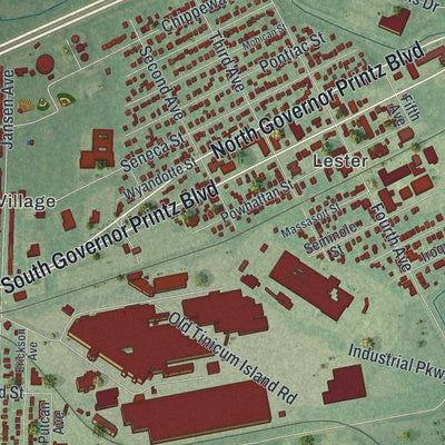 Close-up of the map of Tinicum, Delaware County, Pennsylvania print showing street and building detail