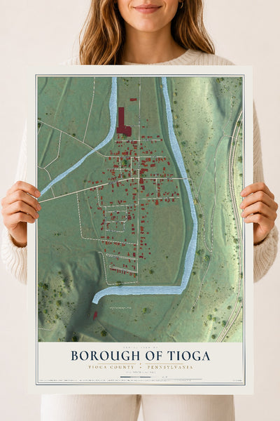 Map of the Borough of Tioga, Tioga County, Pennsylvania, 18 x 24 inch unframed archival matte print