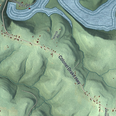 Second close-up of the map of Tionesta, Forest County, Pennsylvania print showing more streets and buildings